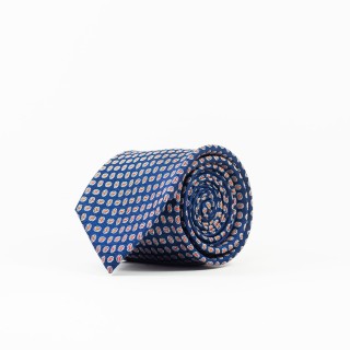 Jedwabny niebieski krawat z regularnym wzorem