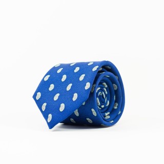 Jedwabny niebieski krawat z drobnym wzorem paisley