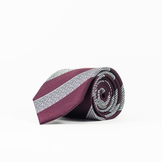 Jedwabny bordowy krawat w pasy