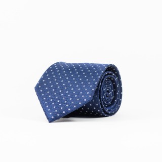 Jedwabny granatowy krawat z delikatnym wzorem