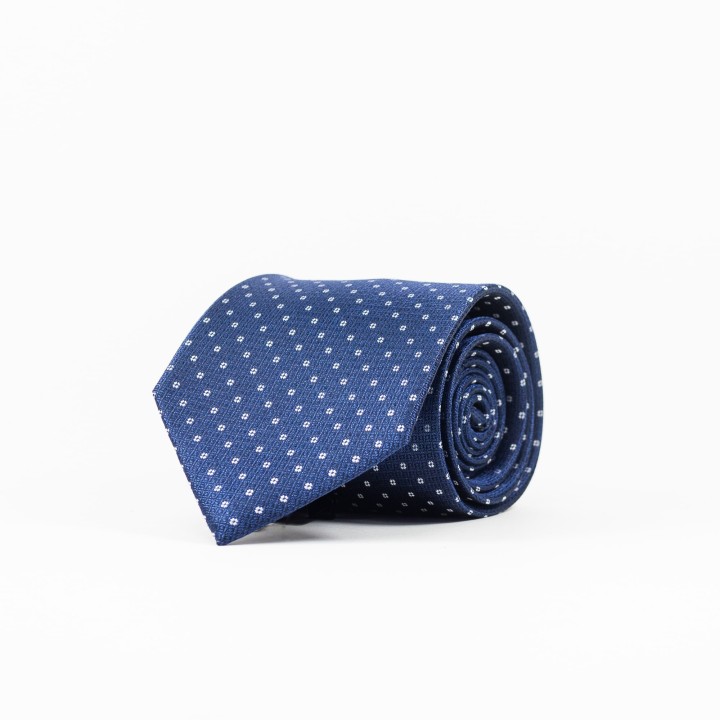 Jedwabny granatowy krawat z delikatnym wzorem
