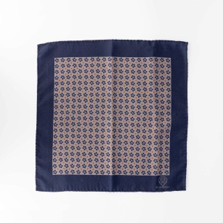 Granatowa poszetka z prostym motywem kwiatowym