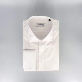 Biała koszula z bawełny z ukrytymi guzikami