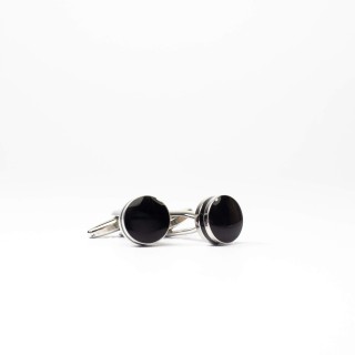 Klasyczne okrągłe spinki z czarnym wypełnieniem