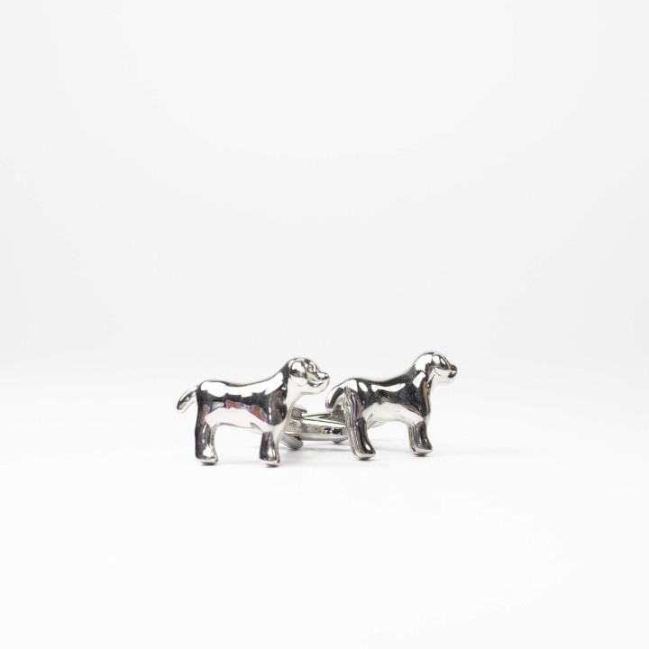 Srebrne spinki w kształcie psów