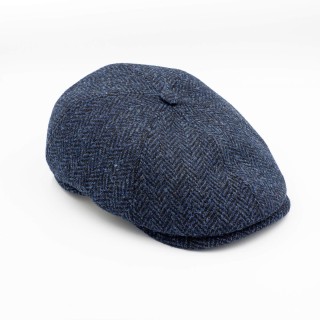 Niebieskoszary kaszkiet z wełny Harris Tweed