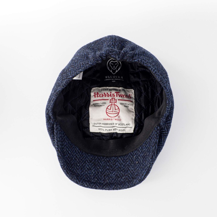 Niebieskoszary kaszkiet z wełny Harris Tweed