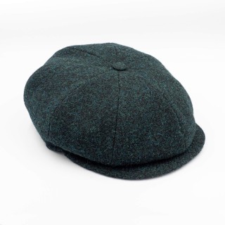 Zielony kaszkiet z wełny Harris Tweed