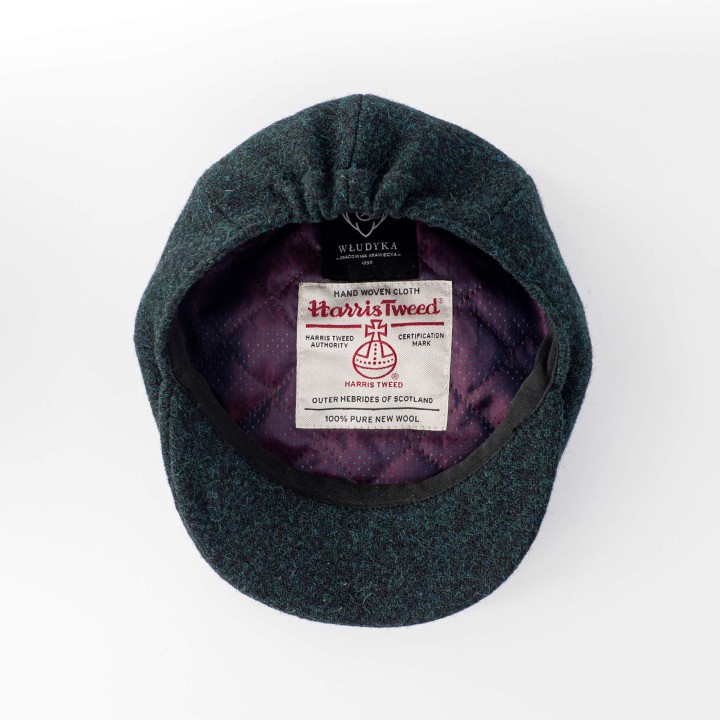 Zielony kaszkiet z wełny Harris Tweed