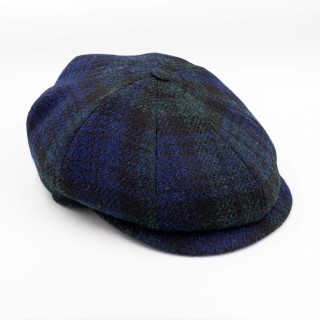 Kaszkiet w kratę z wełny Harris Tweed