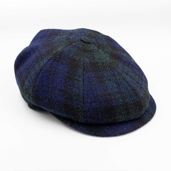 Kaszkiet w kratę z wełny Harris Tweed