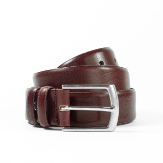 Męski bordowy pasek ze skóry licowej