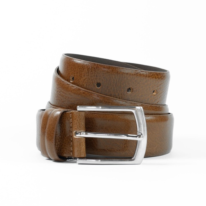 Męski brązowy pasek ze skóry licowej