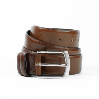 Męski koniakowy pasek ze skóry licowej