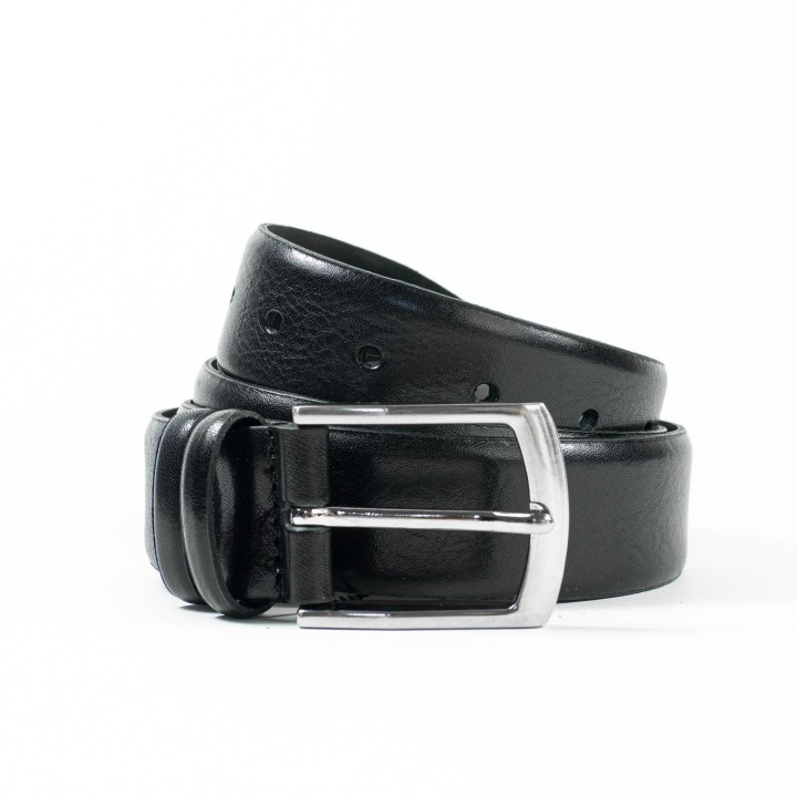 Męski czarny pasek ze skóry licowej