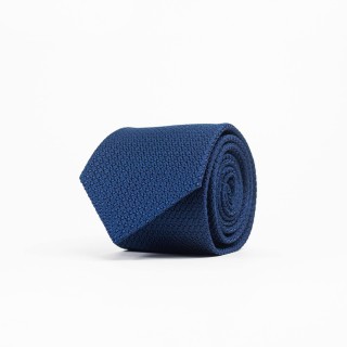 Granatowy krawat z grenadyny o splocie garza grossa