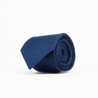 Granatowy krawat z grenadyny o splocie garza fina